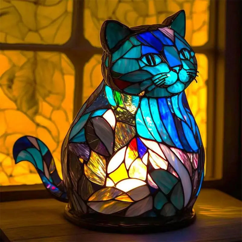 Veya™ | Lampe chat en verre coloré envoûtante