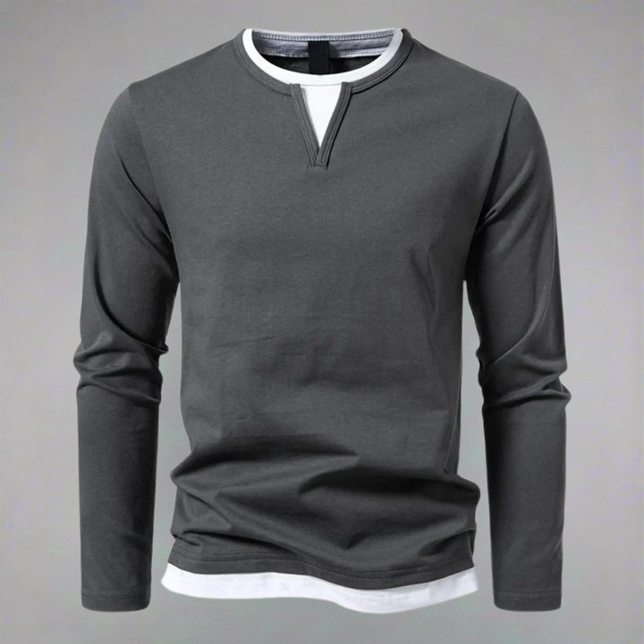 Étienne™ | T-shirt à Manches Longues Col V Classique