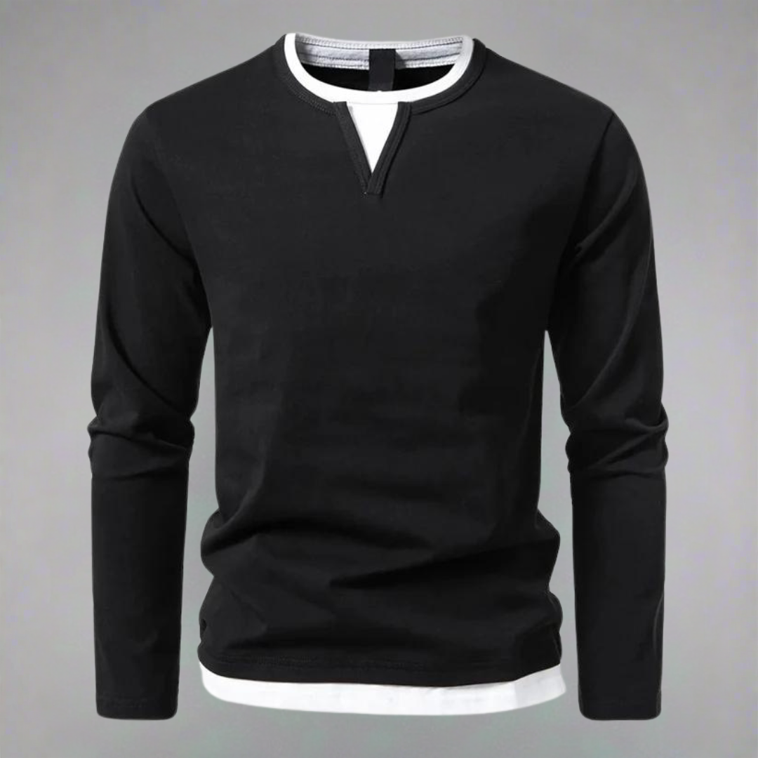 Étienne™ | T-shirt à Manches Longues Col V Classique