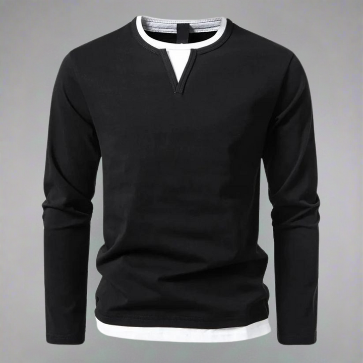 Étienne™ | T-shirt à Manches Longues Col V Classique