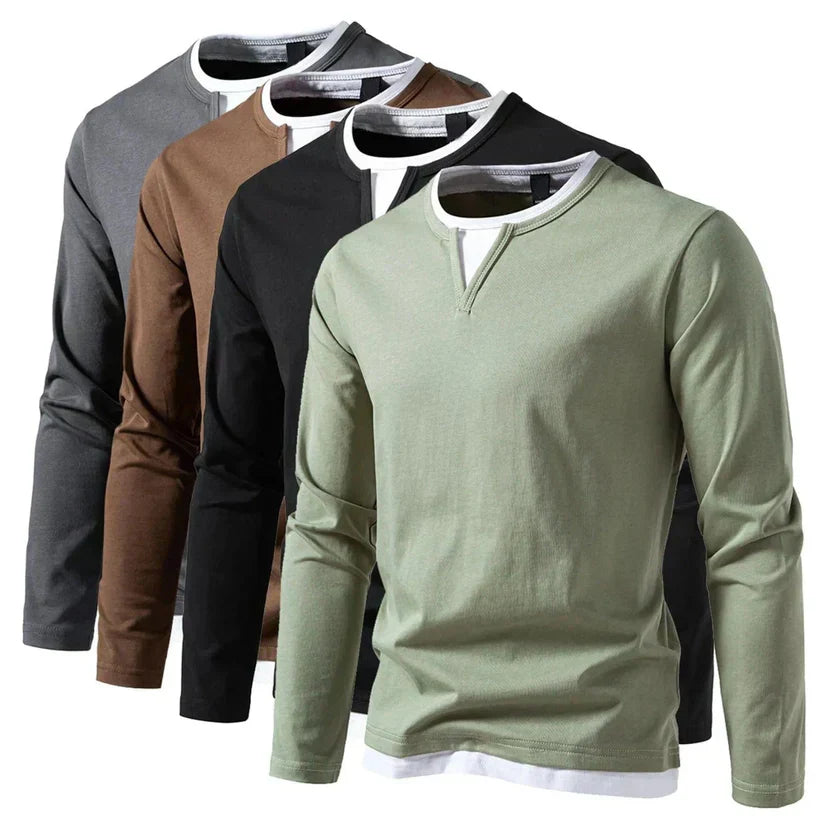 Étienne™ | T-shirt à Manches Longues Col V Classique