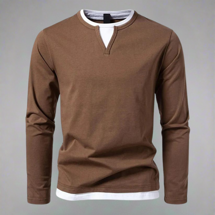Étienne™ | T-shirt à Manches Longues Col V Classique