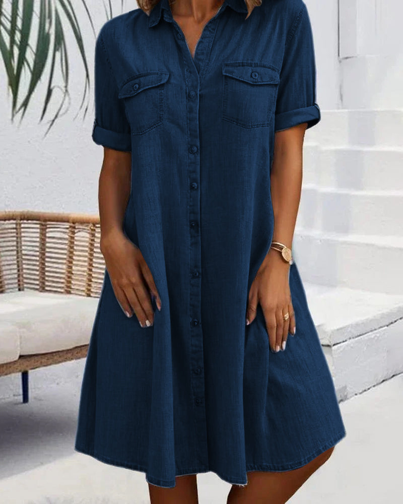 Mireille™ | Robe Courte à Col Classique et Boutons