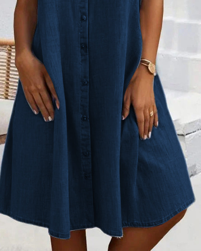 Mireille™ | Robe Courte à Col Classique et Boutons