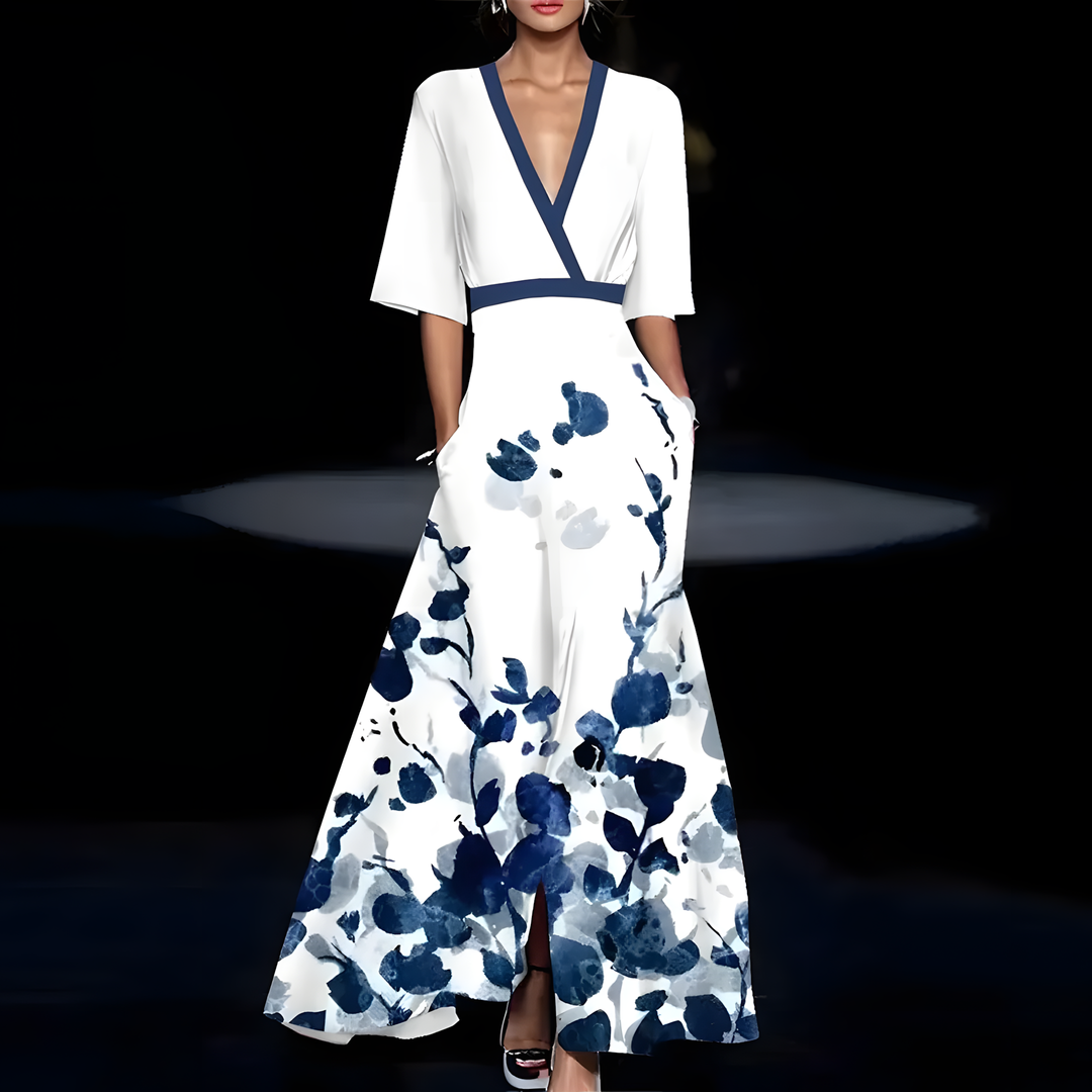 Fleurine™ | Robe Élégante à Motif Fleuri