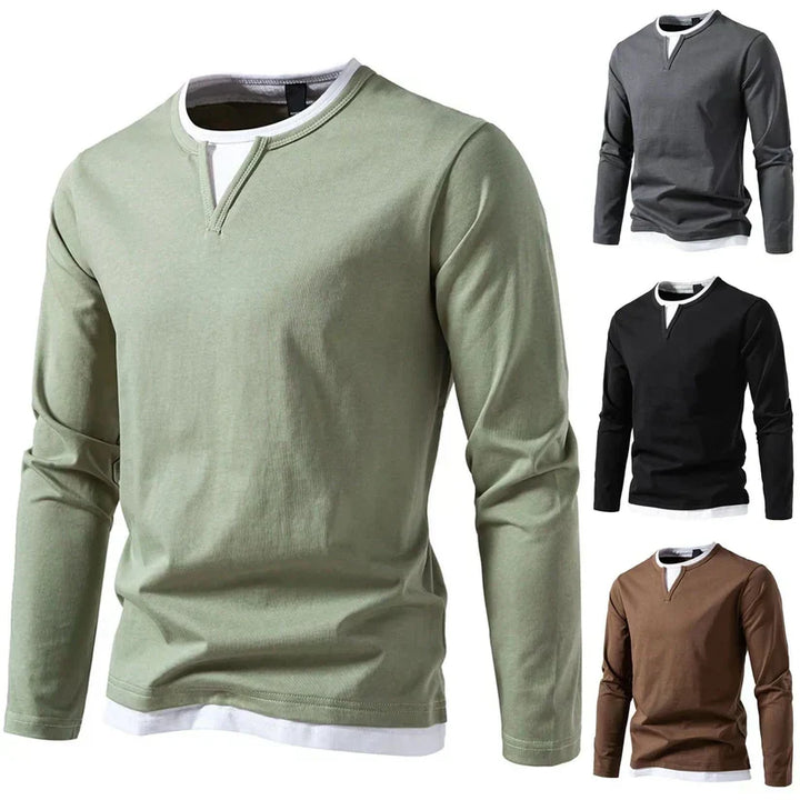 Étienne™ | T-shirt à Manches Longues Col V Classique