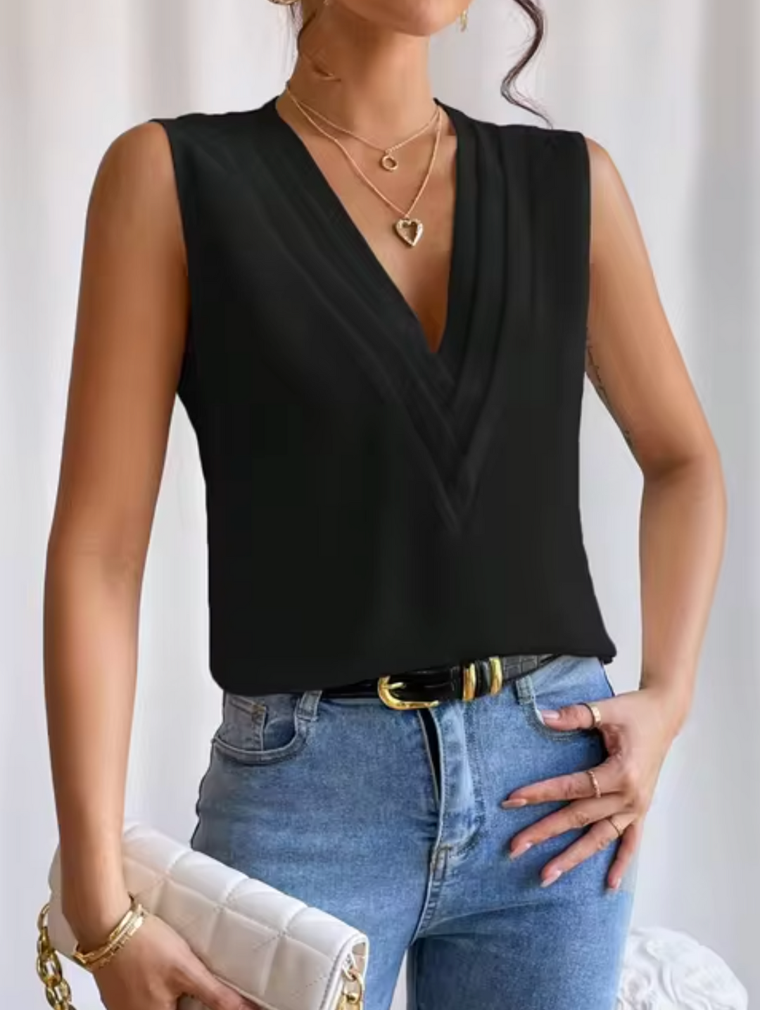 Maddy™ | Top élégante sans manches à col en V