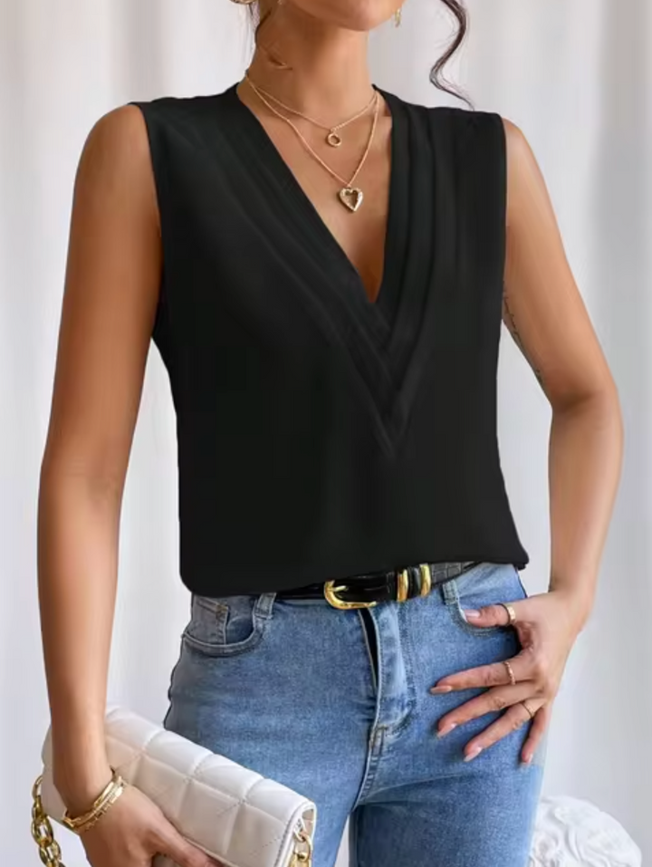 Maddy™ | Top élégante sans manches à col en V
