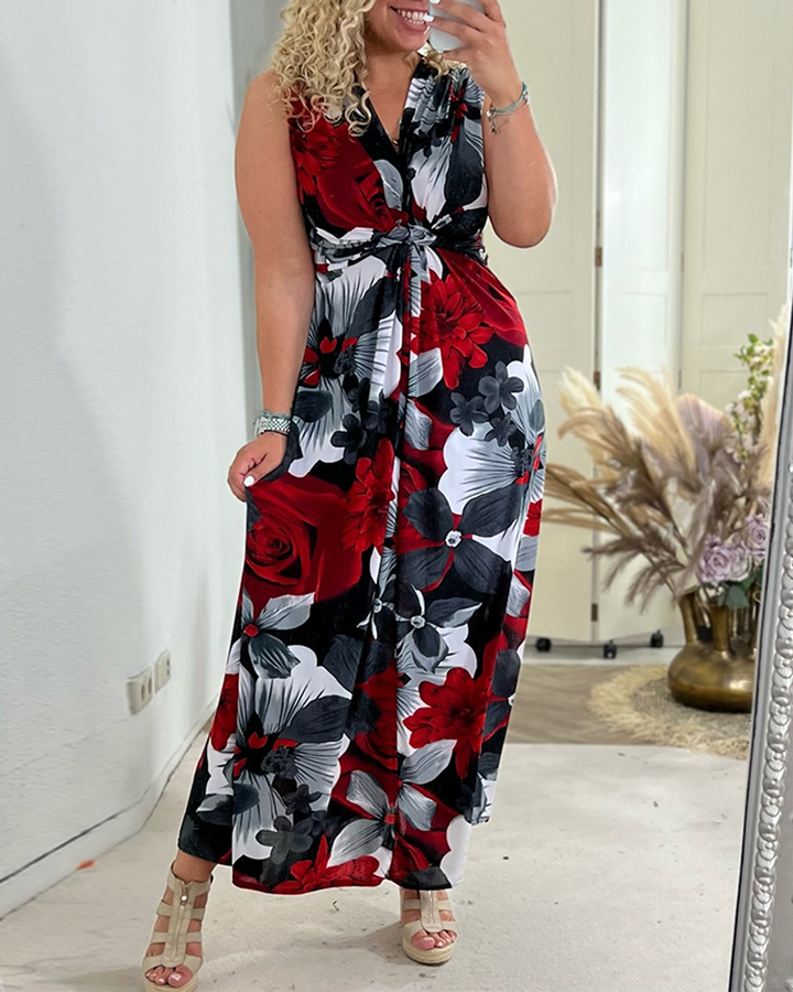 Variant image for Robe Longue Femme Fleurie Sans Manches, Élégante et Confortable pour l'Été - Robe Maxi Idéale pour Toutes Occasions-13
