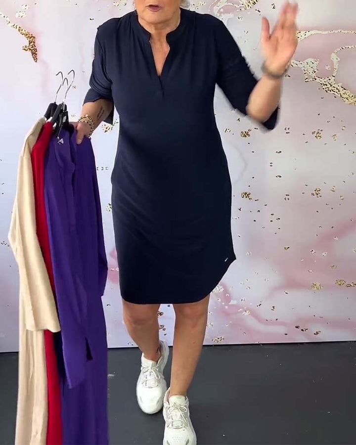 Manon™ | Robe Élégante Unie à Encolure en V