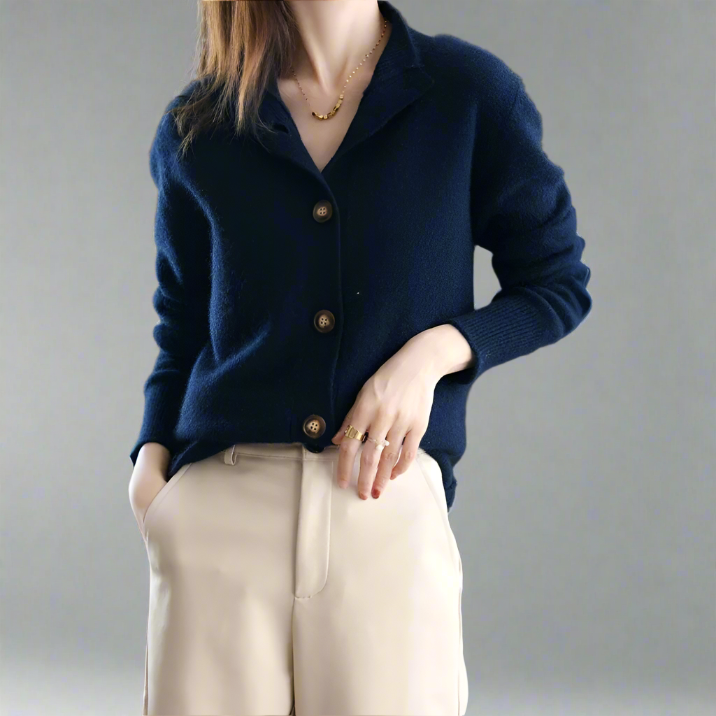Margaux™ | Cardigan Classique à Boutons camel