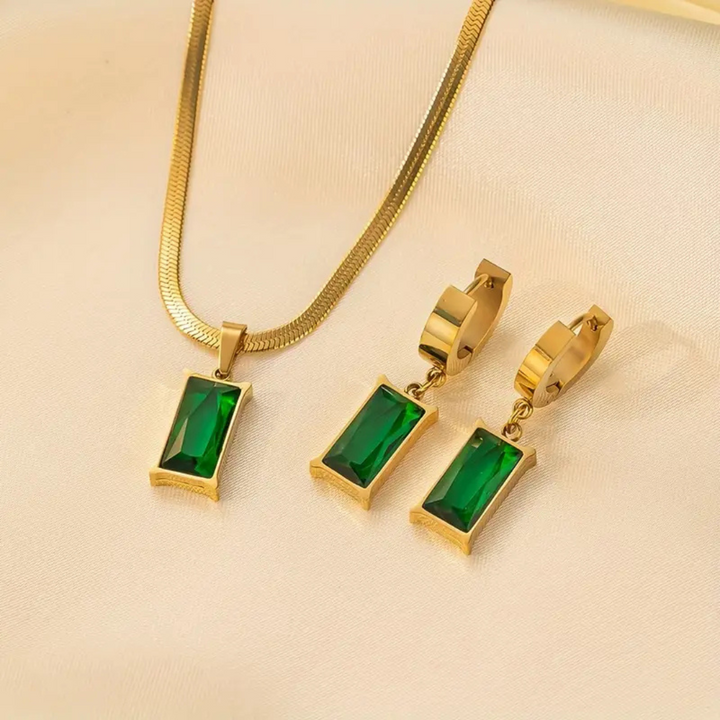 Orelie™ | Parure collier et boucles d’oreilles à l’éclat doré