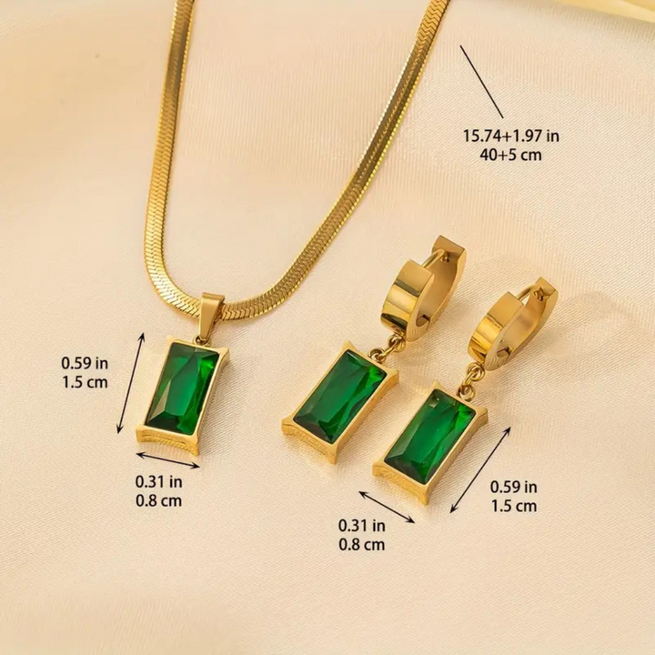 Orelie™ | Parure collier et boucles d’oreilles à l’éclat doré