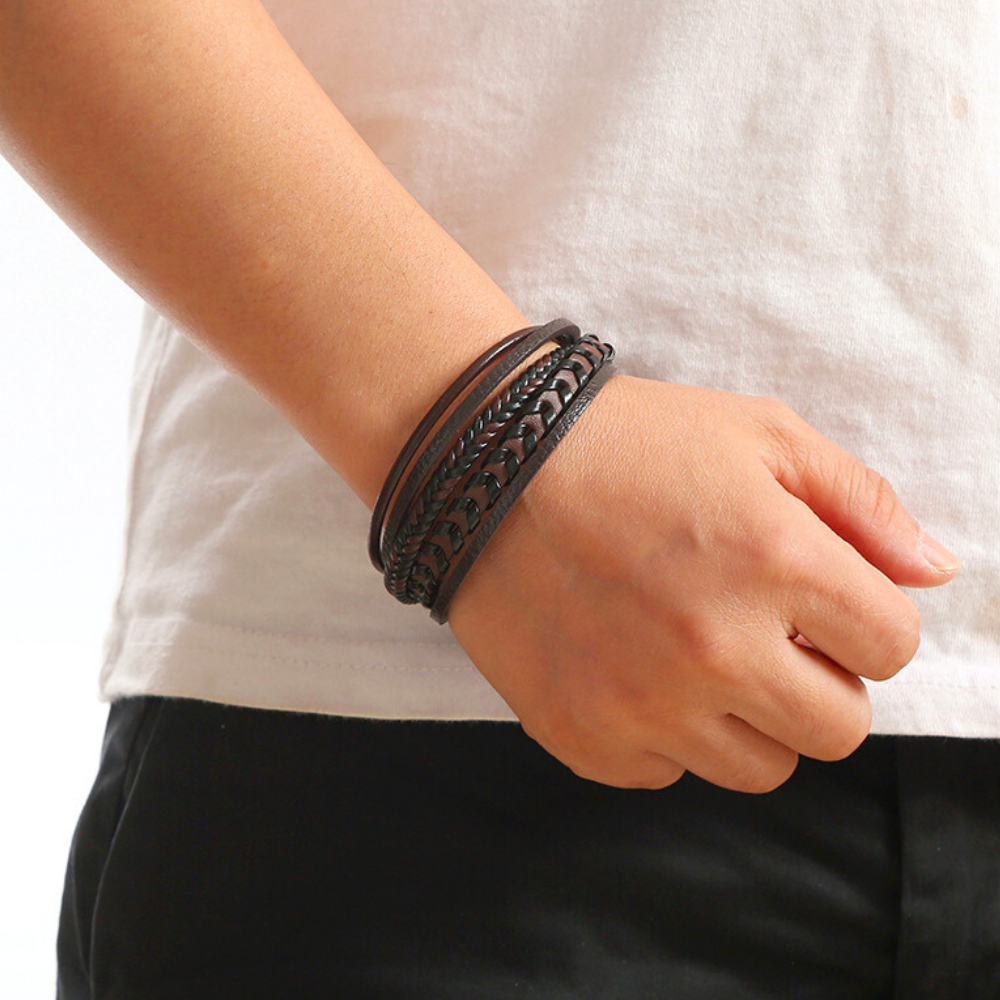 Bastien™ | Bracelet tressé en cuir Homme