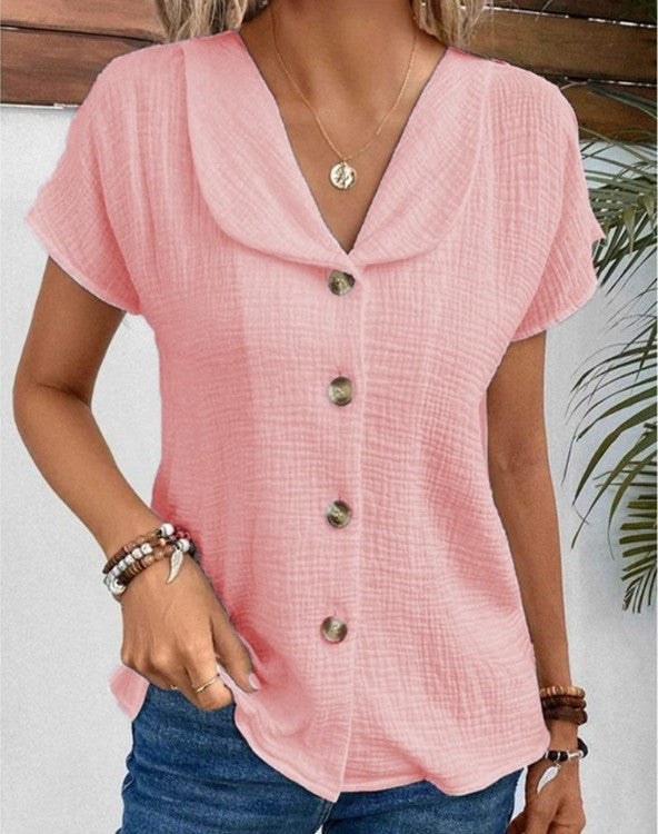 Anthousa™ | Top Avec col et Boutons