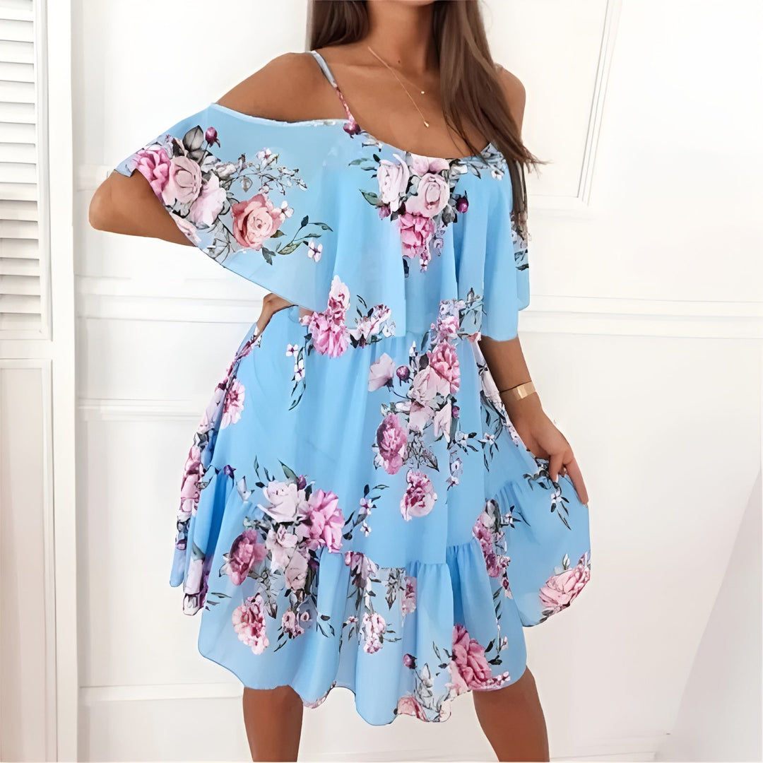 Sabrine™ | Robe fleurie à épaules dégagées