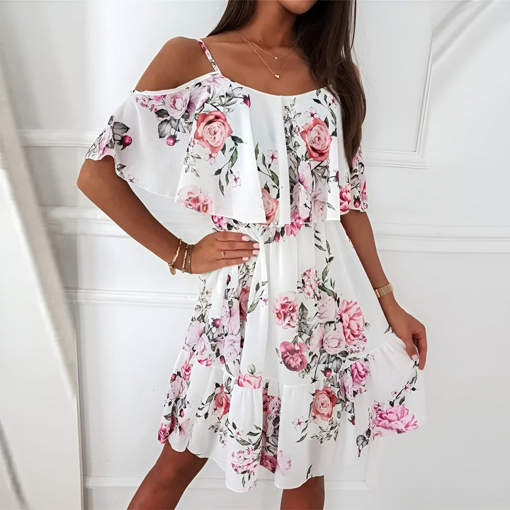 Sabrine™ | Robe fleurie à épaules dégagées
