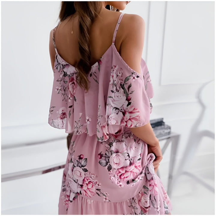 Sabrine™ | Robe fleurie à épaules dégagées