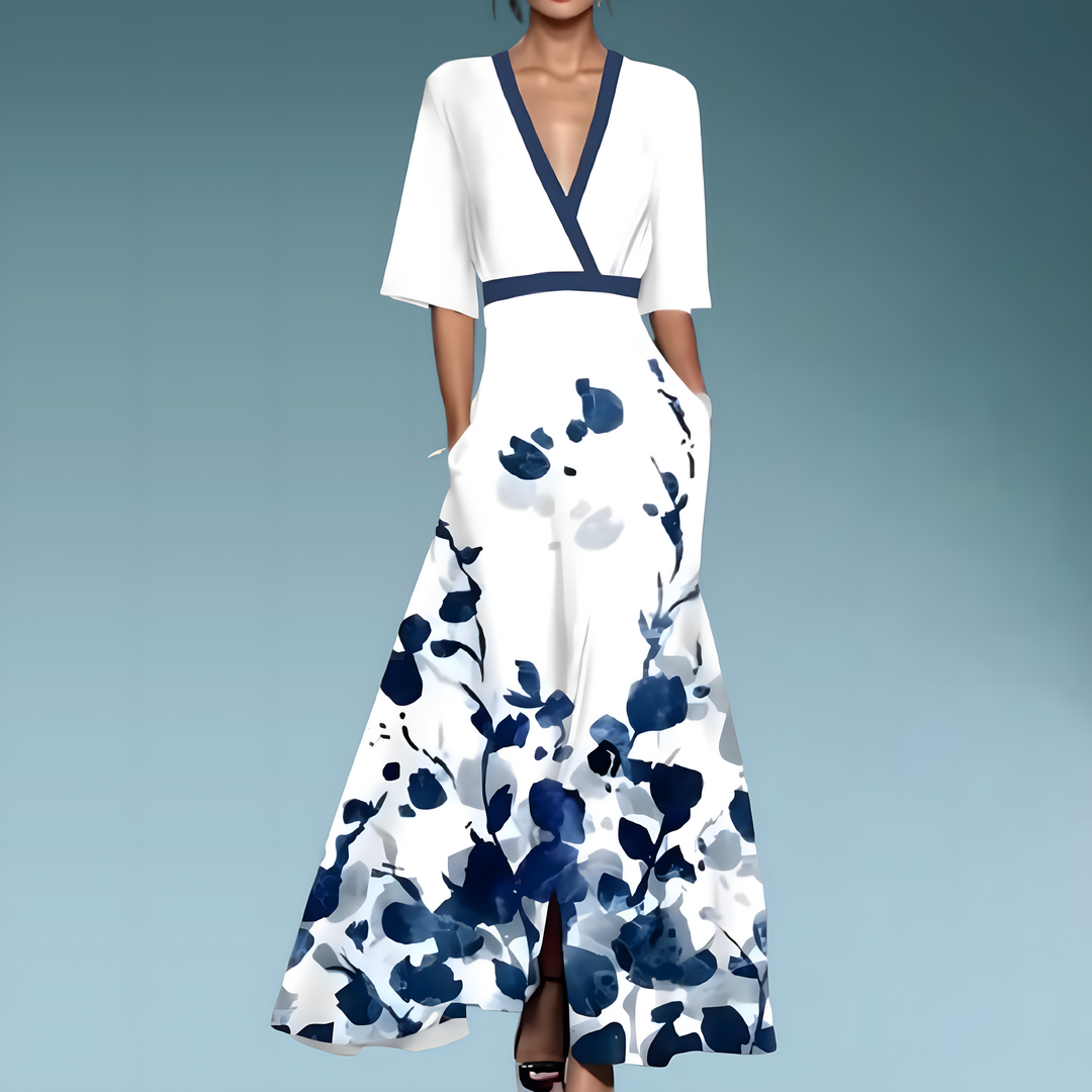 Fleurine™ | Robe Élégante à Motif Fleuri