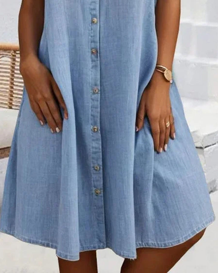Mireille™ | Robe Courte à Col Classique et Boutons