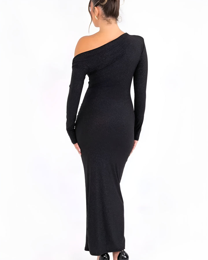 Anaïs™ | Robe Longue Pailletée à Épaule Dénudée